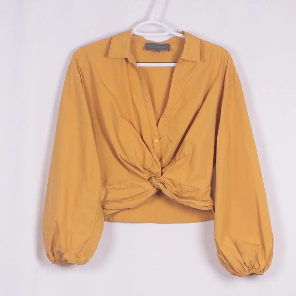 ANTHROPOLOGIE SUNDAY IN BROOKLYN Twist Front Crop Blouse Size M - Picture 5 of 7